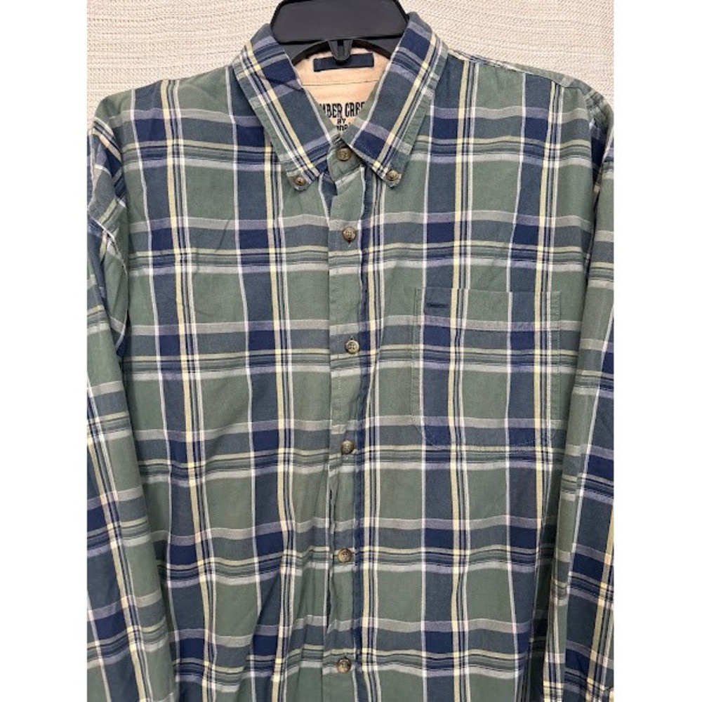 Timber Creek by Wrangler Mens XL Green Blue‎ Plaid Button Down Shirt HLP0VJG